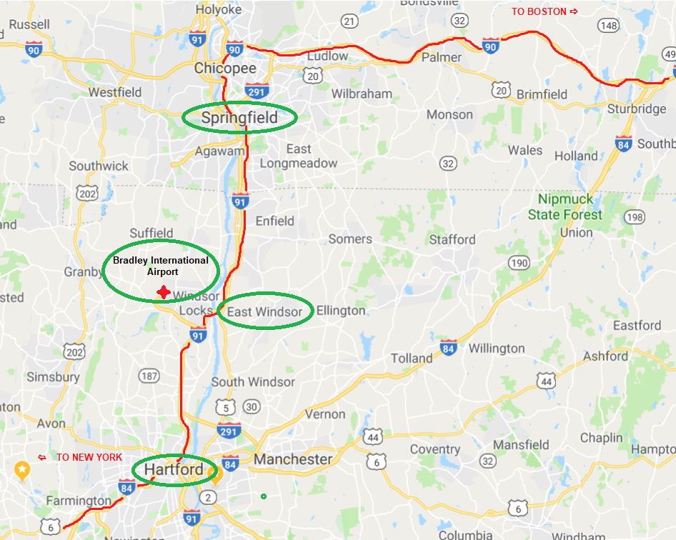 Map showing location of East Windsor